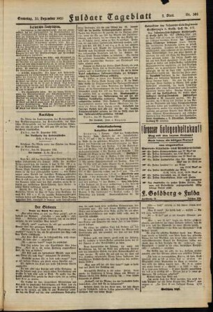 Zweite Ausgabe vom Samstag, den 31. Dezember 1921.