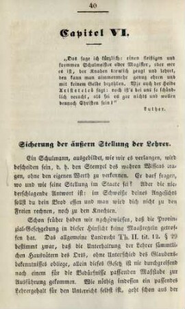 Capitel VI. Sicherung der äußern Stellung der Lehrer