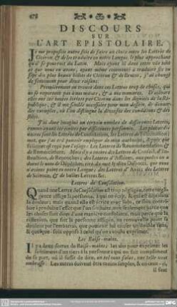 Discours Sur L' Art Epistolaire