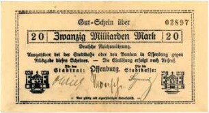 Geldschein / Notgeld, 20 Milliarden Mark