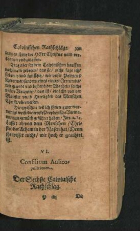 VI. Consilium Aulico-politicum.