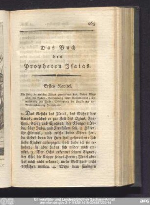 Das Buch des Propheten Isaias.