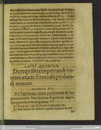 Caput Quartum. De requisitis impetrandi veniam aetatis: Et modis probandi aetatem
