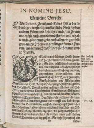 In Nomine Jesu. Gemeine Vorrede.