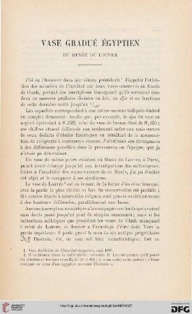 3.Ser. 8.1897: Vase gradué égyptien du Musée du Louvre