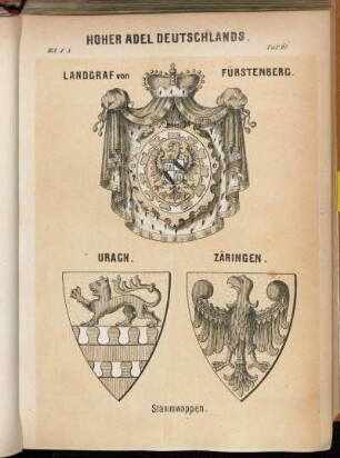 Taf. 61 Landgraf von Fürstenberg. - Urach. Zäringen. Stammwappen.