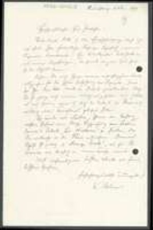 Brief von Wilhelm Julius Behrens an Unbekannt