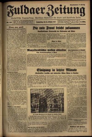Erste Ausgabe vom Donnerstag, den 21. Oktober 1937.