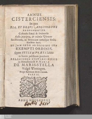 Pars II.: Anni Cisterciensis Pars II.