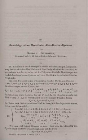 IX. Grundzüge eines Kreislinien-Coordinaten-Systems.