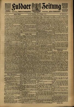 Erste Ausgabe vom Dienstag, den 09. August 1910.