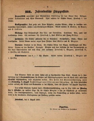 Jahresbericht über die Fürstl. L. Lateinschule zu Amorbach. 1867/68