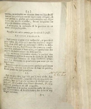Articles à ajouter dans l'acte constitutionnel sur la liberté individuelle