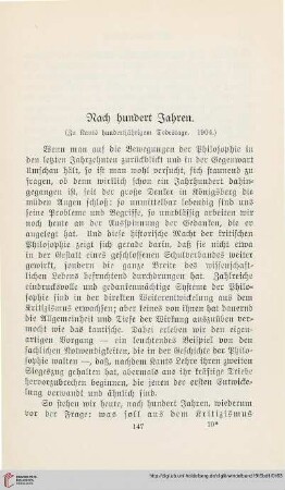 Nach hundert Jahren (Aus Kants hundertjährigem Todestage. 1904)