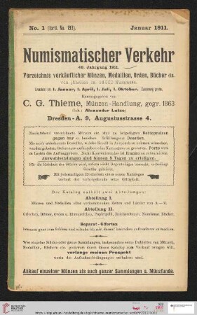 Numismatischer Verkehr: Verzeichnis verkäuflicher Münzen, Medaillen, Orden, Bücher etc.: Nr. 193-196