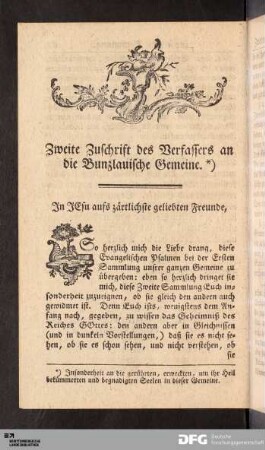 Zweite Zuschrift des Verfassers an die Bunzlauische Gemeine.