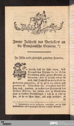 Zweite Zuschrift des Verfassers an die Bunzlauische Gemeine.