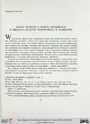 33/34: Maski grobowe z okresu rzymskiego w zbiorach Muzeum Narodowego w Warszawie