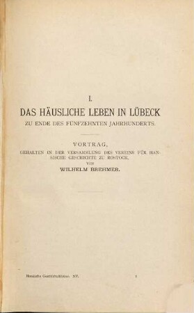 Hansische Geschichtsblätter : = Hanseatic history review. 15 = Bd. 5. 1886. - 1888