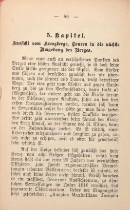 5. Kapitel. Aussicht vom Kreuzberge, Touren in die nächste Umgebung des Berges.