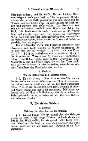 Heimathskunde der Märchenstufe: V. Die sieben Geislein