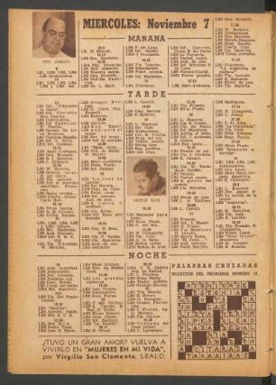 [Programa de] Miércoles: Noviembre 7