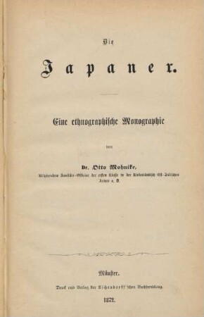 Die Japaner : eine ethnographische Monographie