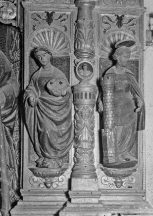 Hochaltar, Untergeschoss, rechter Teil: heilige Lucia und Barbara