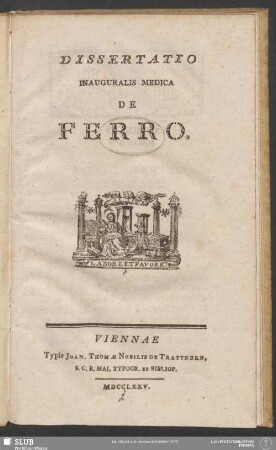 Dissertatio Inauguralis Medica De Ferro