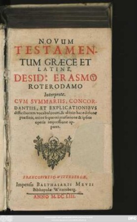 Novum Testamentum Graece Et Latine