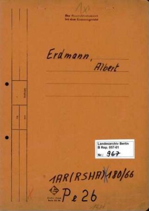 Personenheft Albert Erdmann (*01.04.1875), Kriminalkommissar