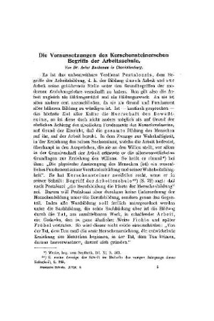 Die Voraussetzungen des Kerschensteinerschen Begriffs der Arbeitsschule
