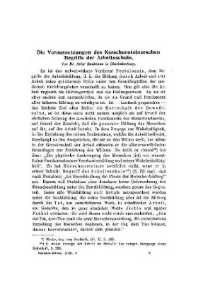 Die Voraussetzungen des Kerschensteinerschen Begriffs der Arbeitsschule