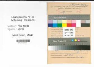 Entnazifizierung Maria Meckmann , geb. 27.08.1895 (Lehrerin)