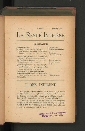 3e. Année, Nr. 21. Janvier 1908.