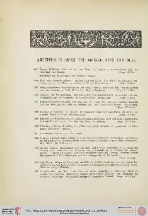 Arbeiten in Eisen und Bronze, Zinn und Blei (Nr. 683-785a)