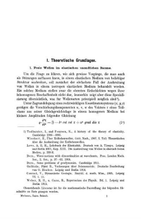 1. Freie Wellen im elastischen unendlichen Raume.