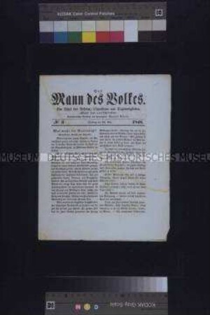 Zeitung: Der Mann des Volkes. Ein Blatt der Reform, Opposition und Tagsneuigkeiten. Nr. 3; Wien, 23. Mai 1848