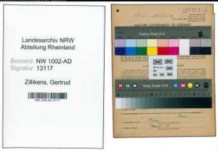 Entnazifizierung Gertrud Zillikens, geb. 07.08.1911 (Stenotypistin)
