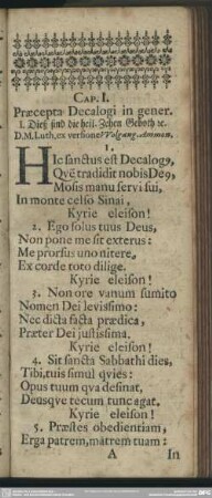 Cap. I. Praecepta Decalogi in gener.