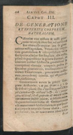 Caput III. De Generatione Et Interitu Corporum Naturalium