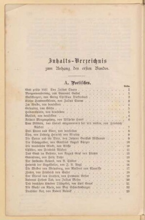 Inhalts-Verzeichnis zum Anhang des ersten Bandes