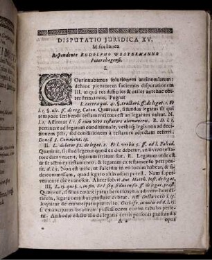 Disputatio Iuridica XV. Miscellanea