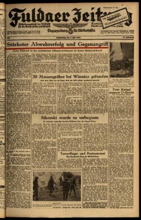 Ausgabe vom Donnerstag, den 08. Juli 1943.
