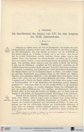 3. Abschnitt: Die Bau-Keramik des Orients vom XVI. bis zum Ausgang des XVIII. Jahrhundertes