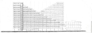 Schneider - Esleben, Paul; Düsseldorf, ARAG - Platz 1; ARAG-Stufenhochhaus, Hauptverwaltung der Allgemeinen Versicherungs-AG, Erweiterung - Ansicht mit zweitem Stufenhochhaus