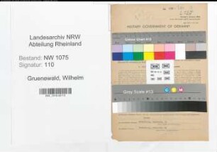 Entnazifizierung Wilhelm Gruenewald , geb. 19.05.1888 (Metzger)