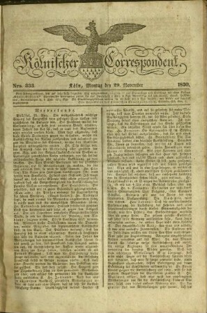 Kölnischer Correspondent. 1830-1832