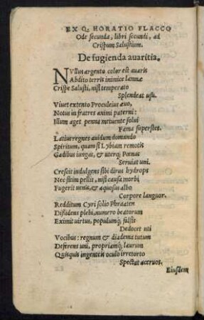 Ex Q. Horatio Flacco Ode secunda ...