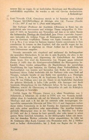 244-245 [Rezension] Vereecke, Louis, Conscience morale et loi humaine